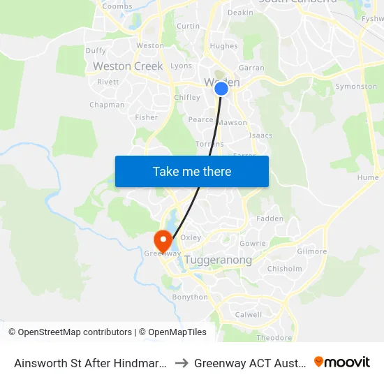 Ainsworth St After Hindmarsh Dr to Greenway ACT Australia map