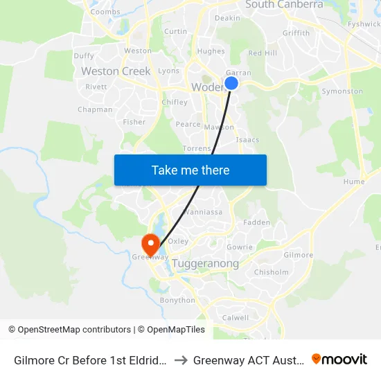 Gilmore Cr Before 1st Eldridge Cr to Greenway ACT Australia map