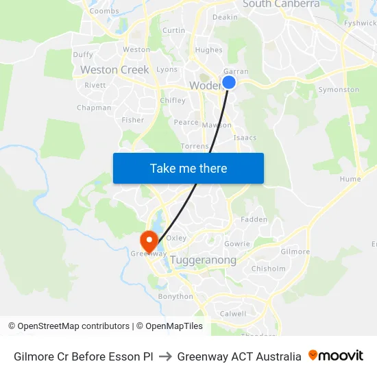 Gilmore Cr Before Esson Pl to Greenway ACT Australia map