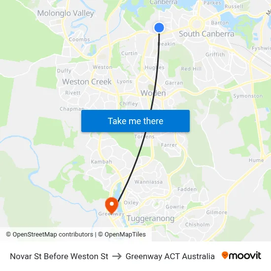 Novar St Before Weston St to Greenway ACT Australia map