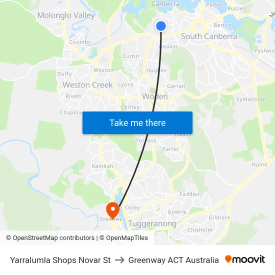 Yarralumla Shops Novar St to Greenway ACT Australia map