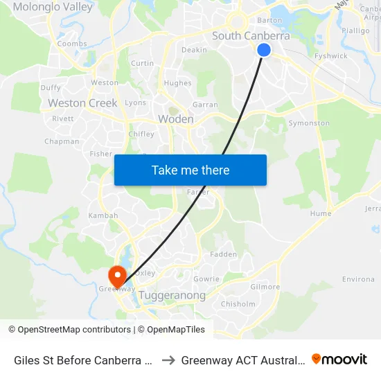 Giles St Before Canberra Av to Greenway ACT Australia map