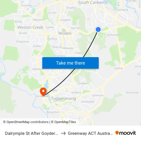 Dalrymple St After Goyder St to Greenway ACT Australia map