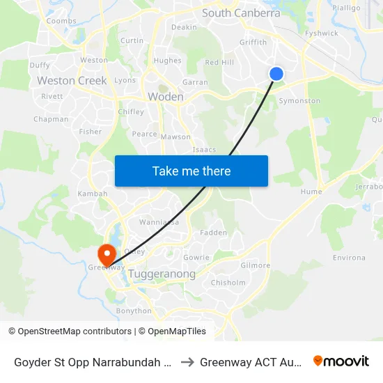 Goyder St Opp Narrabundah College to Greenway ACT Australia map
