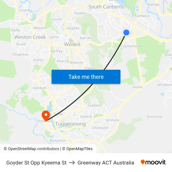 Goyder St Opp Kyeema St to Greenway ACT Australia map