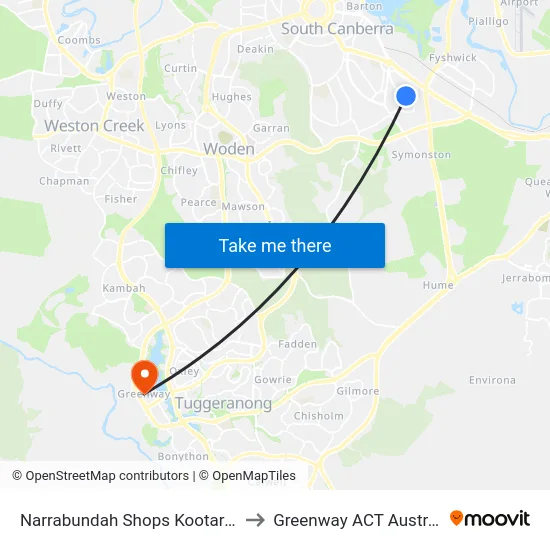 Narrabundah Shops Kootara Cr to Greenway ACT Australia map