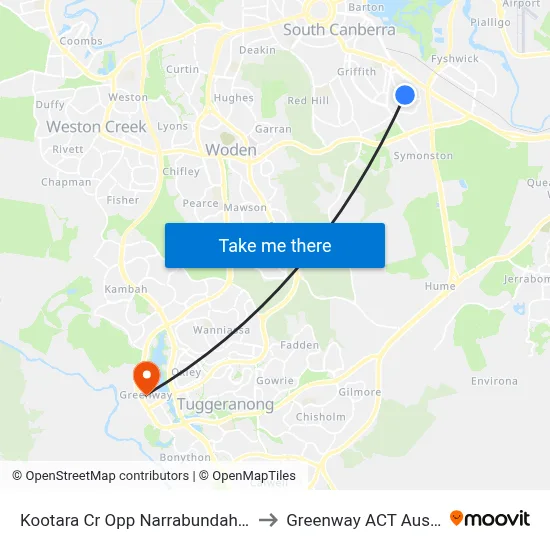 Kootara Cr Opp Narrabundah Shops to Greenway ACT Australia map