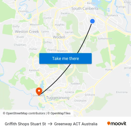 Griffith Shops Stuart St to Greenway ACT Australia map