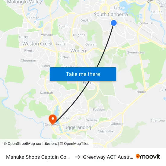 Manuka Shops Captain Cook Cr to Greenway ACT Australia map