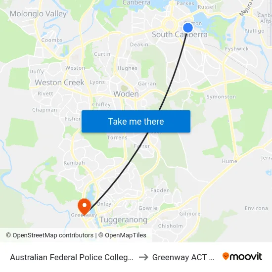 Australian Federal Police College Brisbane Av to Greenway ACT Australia map