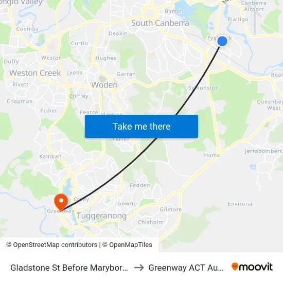 Gladstone St Before Maryborough St to Greenway ACT Australia map
