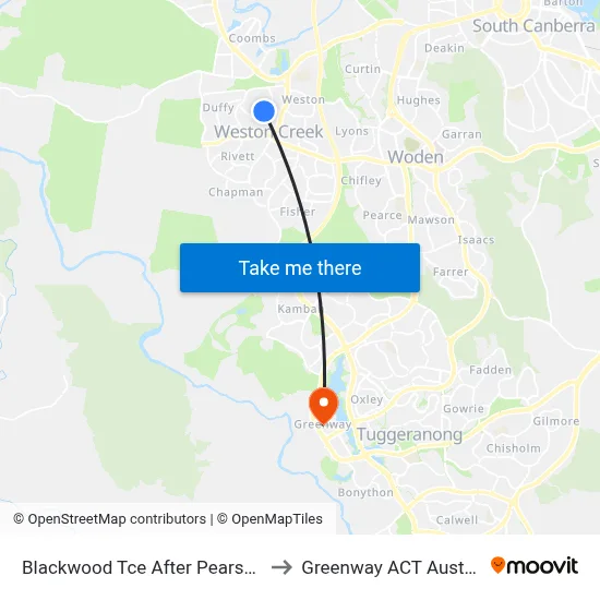 Blackwood Tce After Pearson St to Greenway ACT Australia map