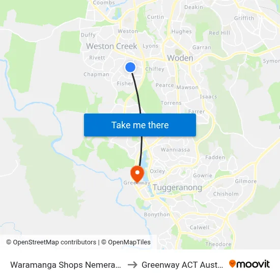 Waramanga Shops Nemerang Cr to Greenway ACT Australia map