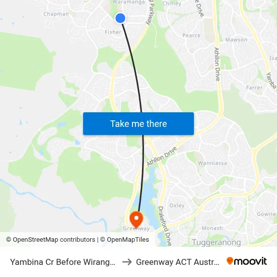 Yambina Cr Before Wirangu Pl to Greenway ACT Australia map