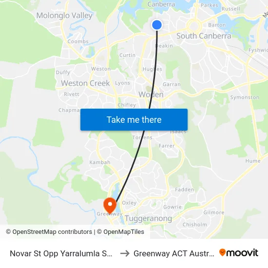 Novar St Opp Yarralumla Shops to Greenway ACT Australia map