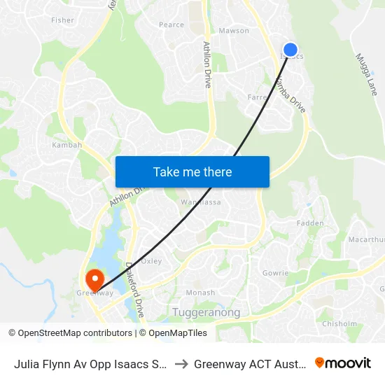 Julia Flynn Av Opp Isaacs Shops to Greenway ACT Australia map