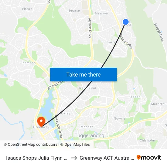Isaacs Shops Julia Flynn Av to Greenway ACT Australia map
