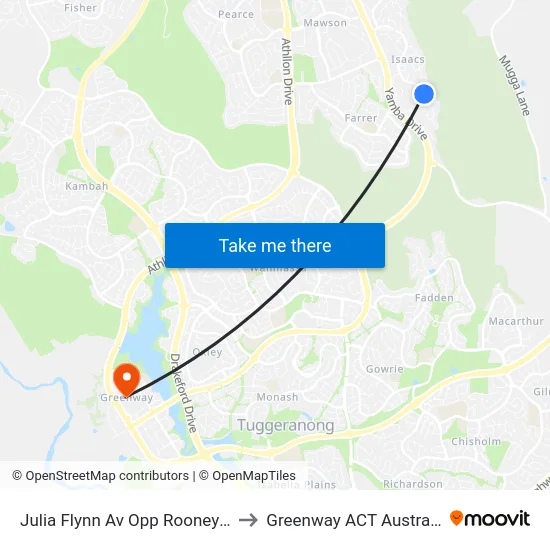 Julia Flynn Av Opp Rooney Pl to Greenway ACT Australia map