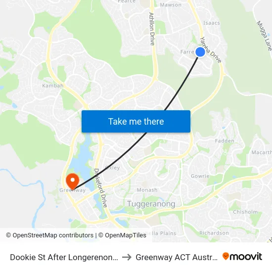 Dookie St After Longerenong St to Greenway ACT Australia map