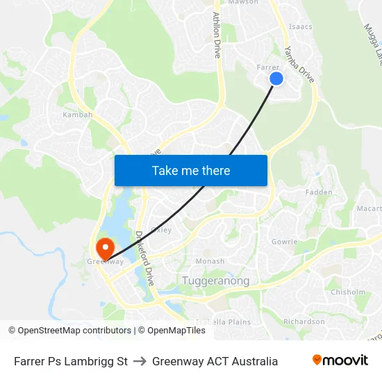 Farrer Ps Lambrigg St to Greenway ACT Australia map