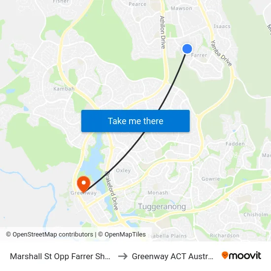 Marshall St Opp Farrer Shops to Greenway ACT Australia map