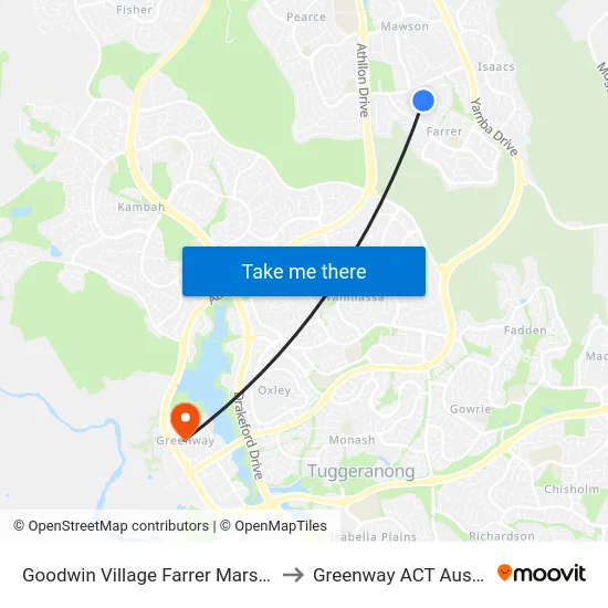 Goodwin Village Farrer Marshall St to Greenway ACT Australia map