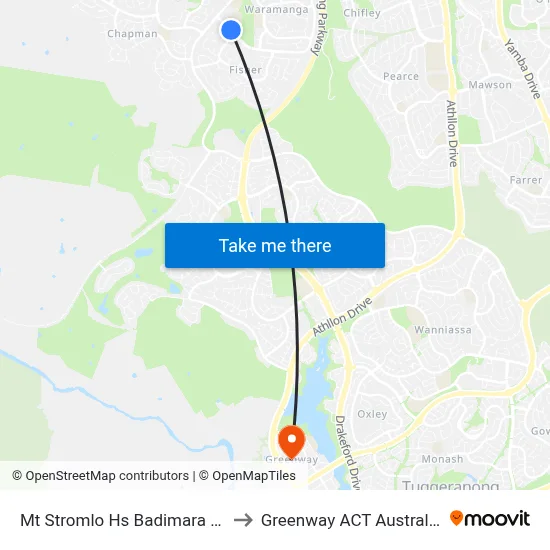 Mt Stromlo Hs Badimara St to Greenway ACT Australia map