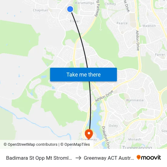 Badimara St Opp Mt Stromlo Hs to Greenway ACT Australia map