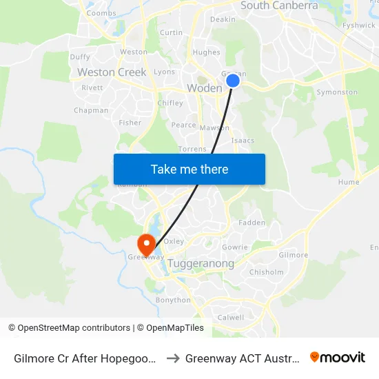 Gilmore Cr After Hopegood Pl to Greenway ACT Australia map