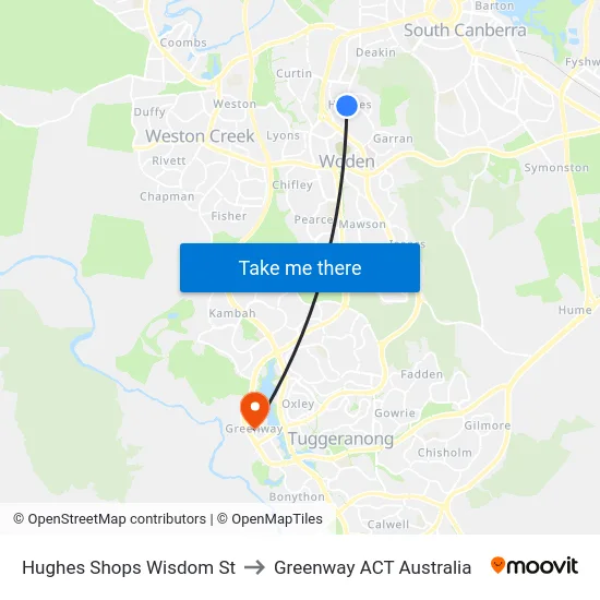 Hughes Shops Wisdom St to Greenway ACT Australia map