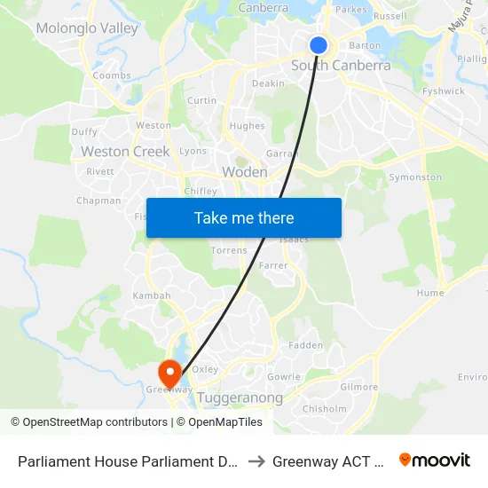 Parliament House Parliament Dr Southbound to Greenway ACT Australia map