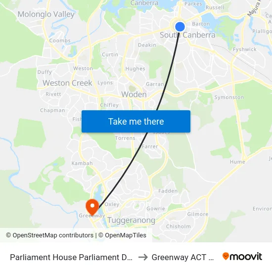 Parliament House Parliament Dr Northbound to Greenway ACT Australia map