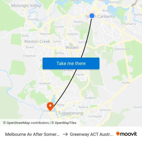Melbourne Av After Somers Cr to Greenway ACT Australia map
