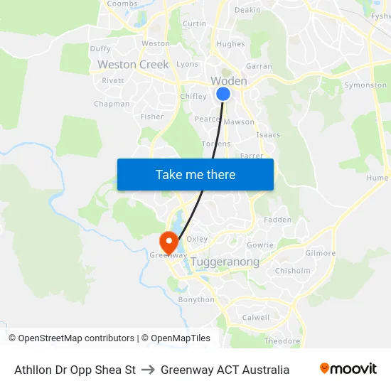 Athllon Dr Opp Shea St to Greenway ACT Australia map