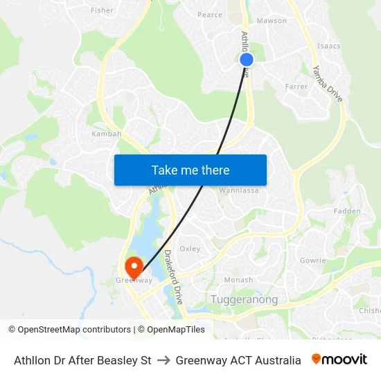 Athllon Dr After Beasley St to Greenway ACT Australia map