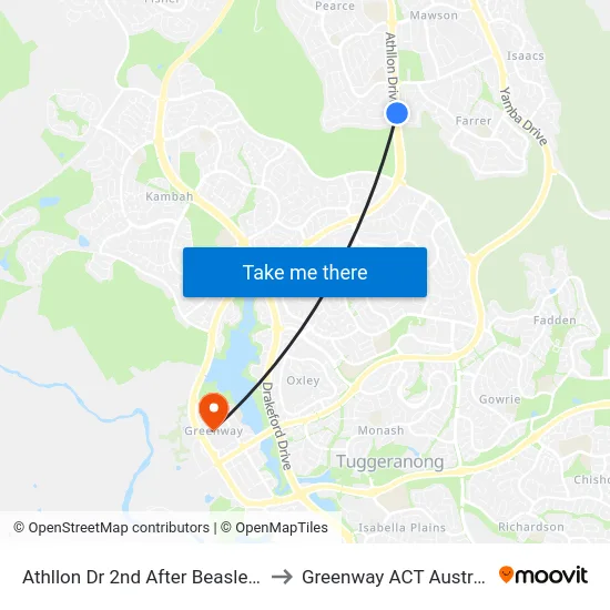 Athllon Dr 2nd After Beasley St to Greenway ACT Australia map