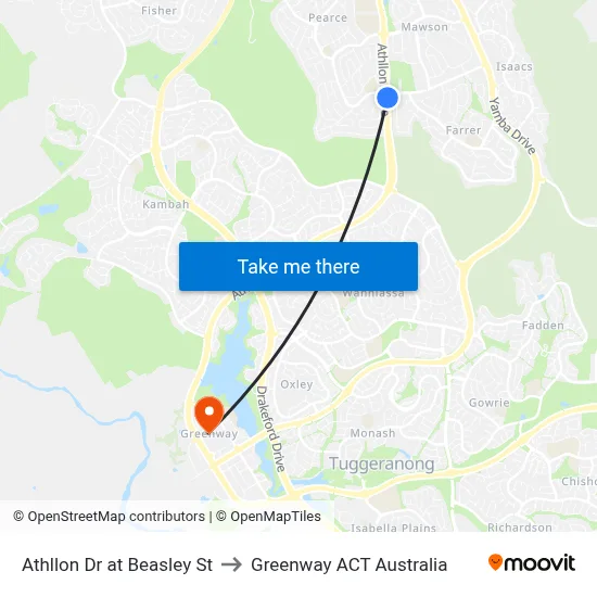 Athllon Dr at Beasley St to Greenway ACT Australia map