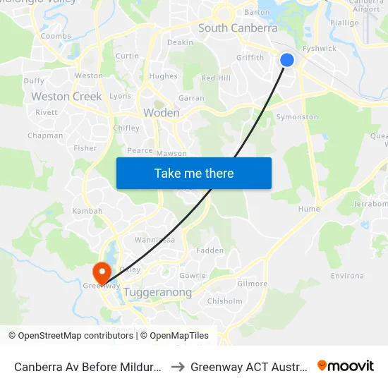Canberra Av Before Mildura St to Greenway ACT Australia map