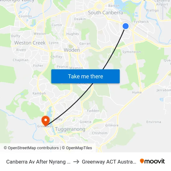 Canberra Av After Nyrang St to Greenway ACT Australia map