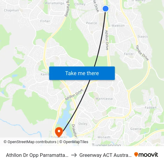 Athllon Dr Opp Parramatta St to Greenway ACT Australia map