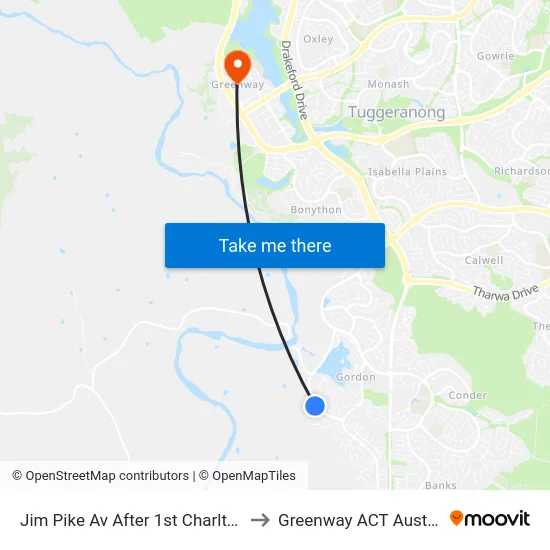 Jim Pike Av After 1st Charlton Cr to Greenway ACT Australia map