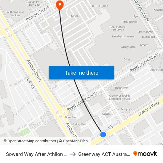 Soward Way After Athllon Dr to Greenway ACT Australia map