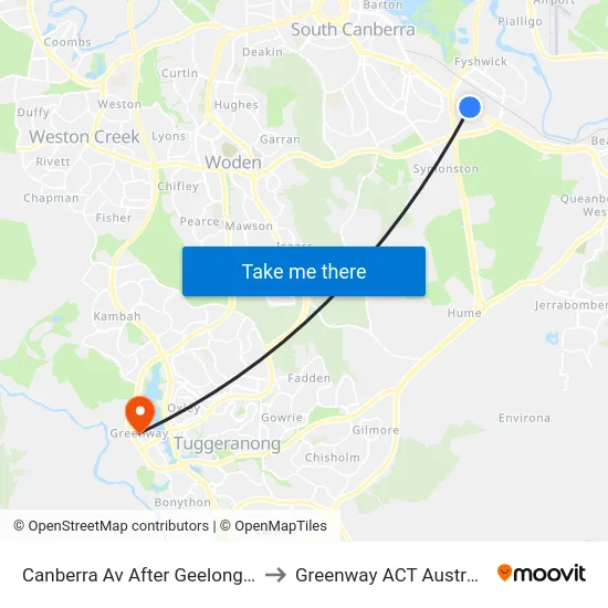 Canberra Av After Geelong St to Greenway ACT Australia map