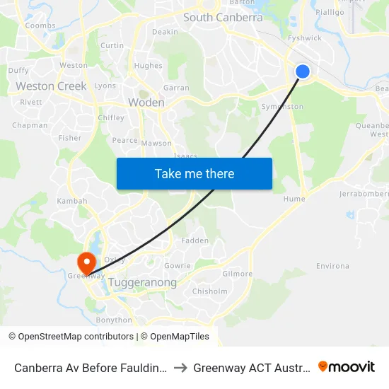 Canberra Av Before Faulding St to Greenway ACT Australia map