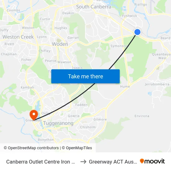 Canberra Outlet Centre Iron Knob St to Greenway ACT Australia map