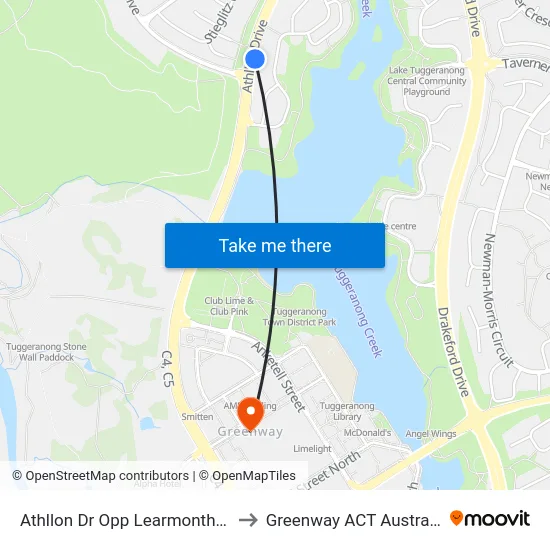 Athllon Dr Opp Learmonth Dr to Greenway ACT Australia map