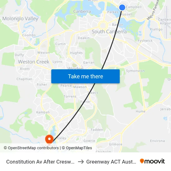 Constitution Av After Creswell St to Greenway ACT Australia map