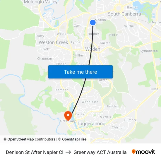 Denison St After Napier Cl to Greenway ACT Australia map