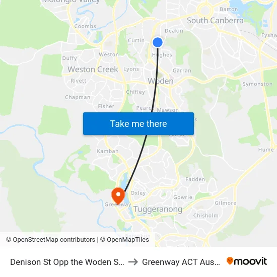 Denison St Opp the Woden School to Greenway ACT Australia map