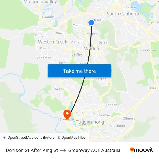 Denison St After King St to Greenway ACT Australia map